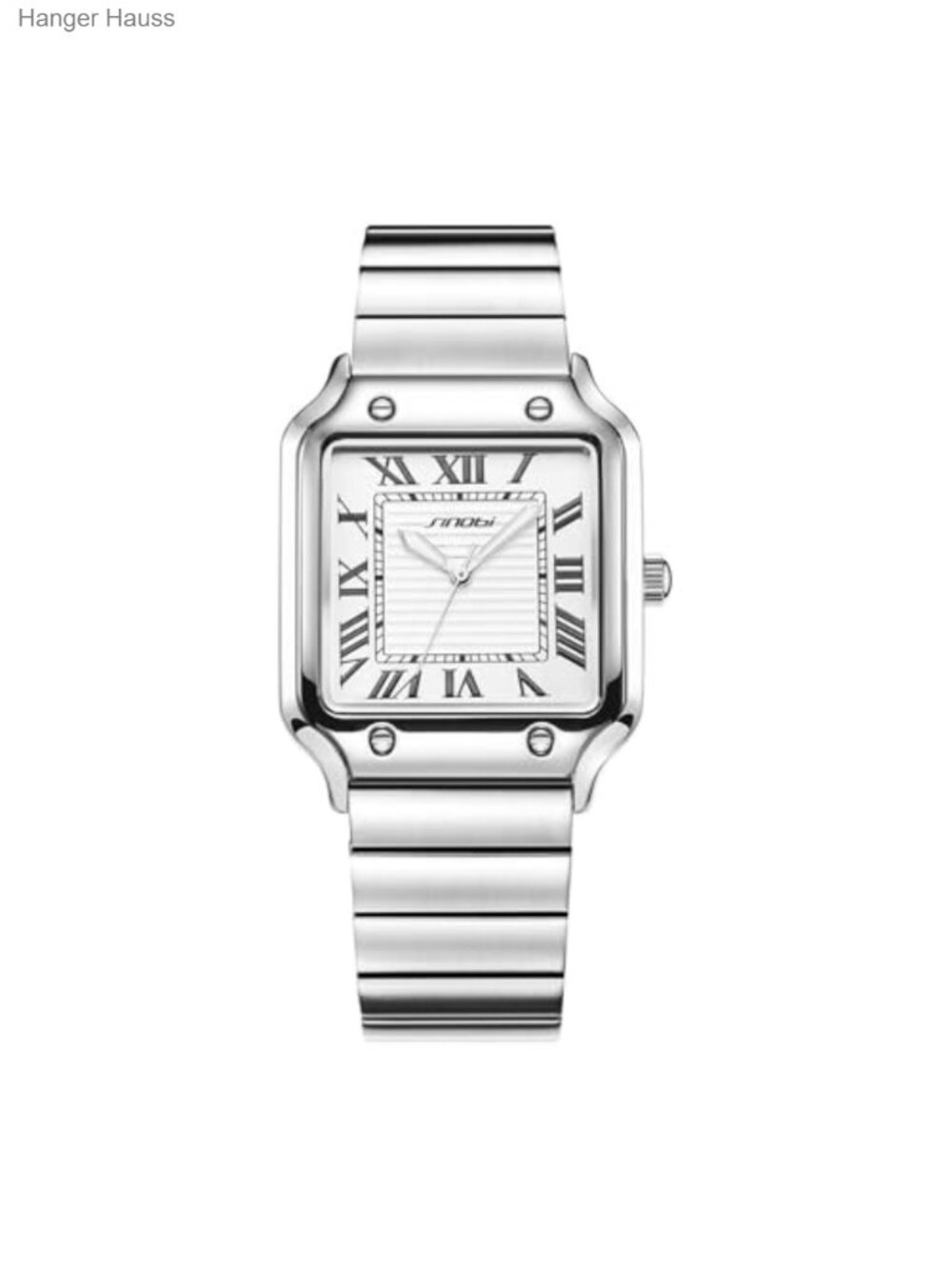 Men's Square Dial Watch Roman Numerals, Japanese Quartz, Water Resistant